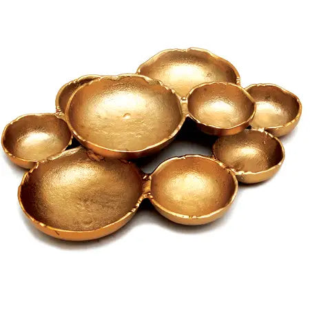 Gold Textured 9 Bowl Tray