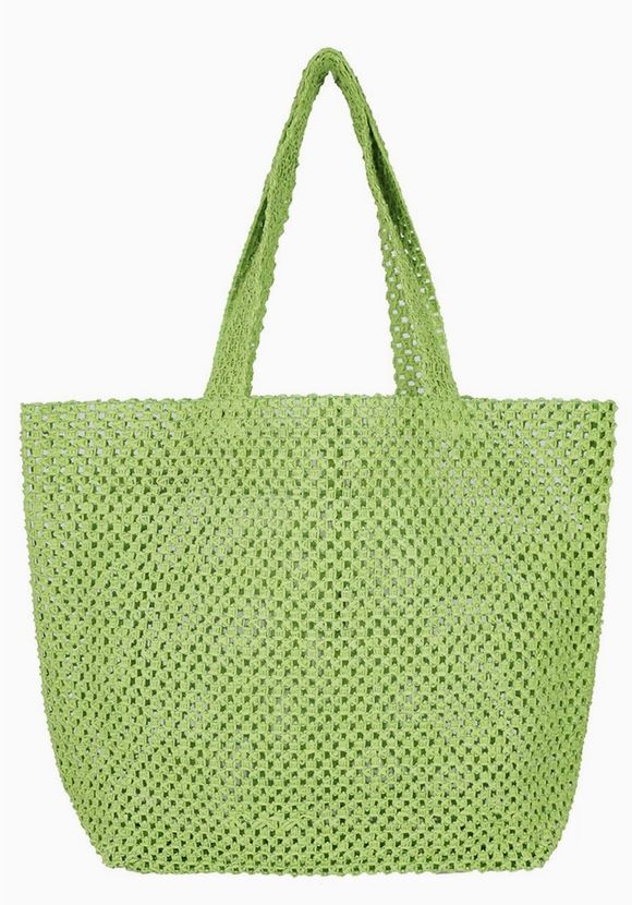 Solid Crochet Green Straw Bag